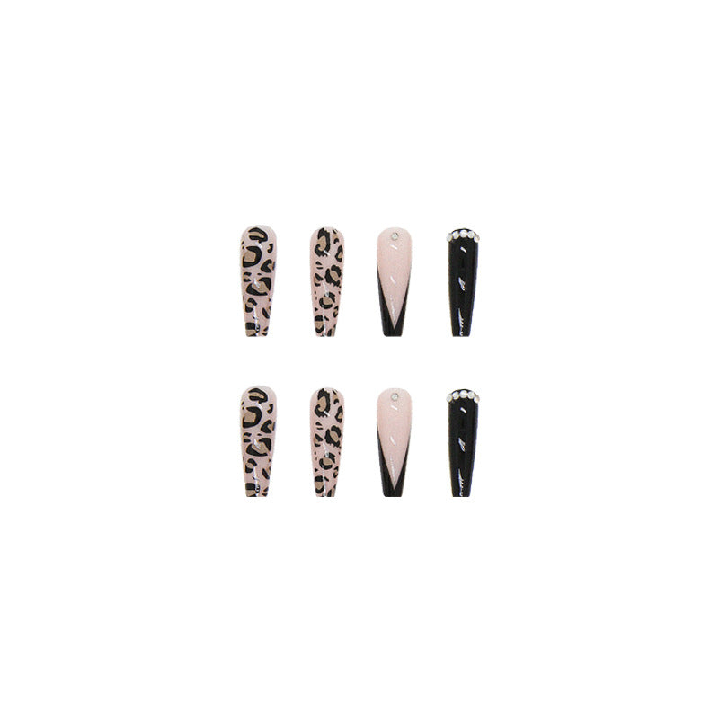Wholesale Long Ballerina False Nails Leopard Print Plastic Nail Stickers